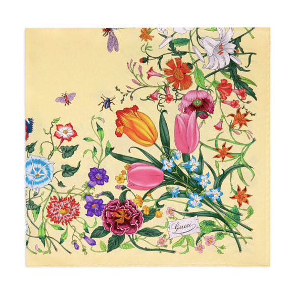 NEW GUCCI FLORA FLORAL SILK SCARF HEAD WRAP NWT! - Picture 5 of 15